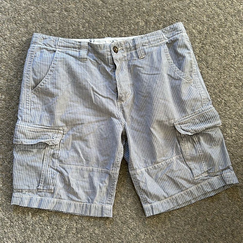 Boden Pinstripe Denim Cargo Shorts